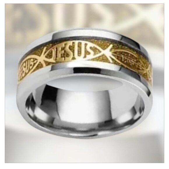 NEW - STAINLESS STEEL SIZE 7 FAITH RING - OPTION SZ7-3 - Picture 4 of 4